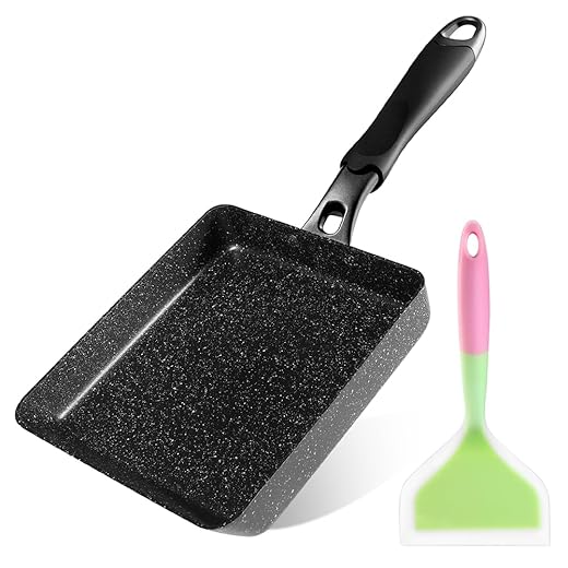 HAPPi STUDIO Tamagoyaki Pan - Japanese Omelette Pan Nonstick - Japanese Egg Pan with Lid, Spatula, Chopstick - Tamago Pan Omelet Pan - Korean Cookware Square Pan - Egg Frying Pan - Egg Roll Maker
