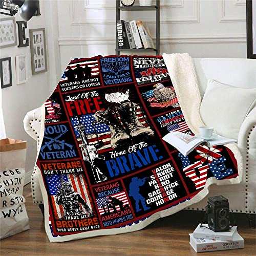 Cyrekud Veterans Day Gifts Blanket Throw,Ameican Blanket,Veteran Gifts For Men,Proud Patriotic Veterans Gifts Sofa Couch Beds Ameican Patriotic Decor Christmas 50" X 60" #TOP1