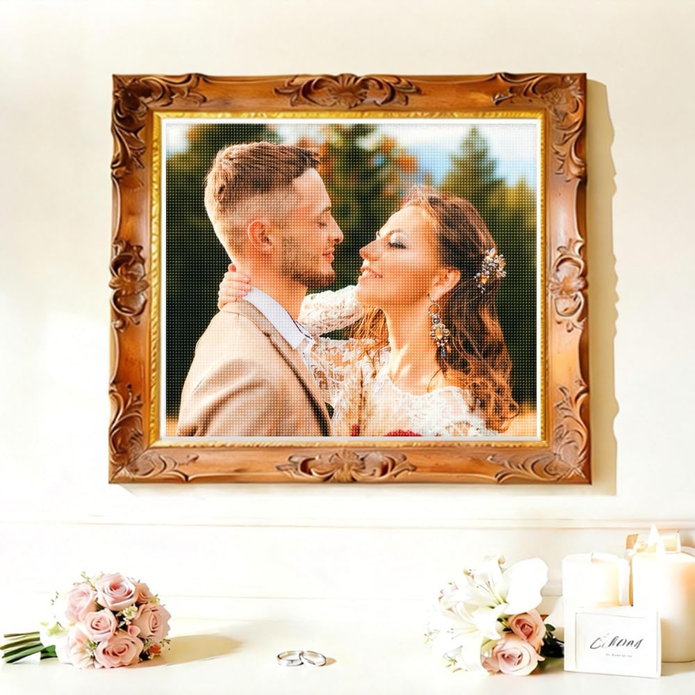 GOOEETSYH Custom Diamond Art Painting – Personalized Photo 5D Full Drill Diamonds Art Kit for Adults, High DIY for Home Decor, Anniversary Valentines Day Gifts