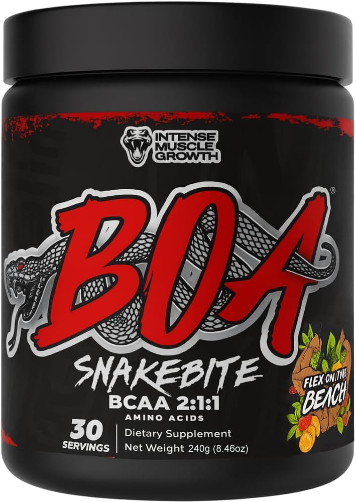 BOA Snakebite BCAA 2:1:1 Amino Acids Powder | Muscle Recovery, Endurance & Hydration | Vegan, Sugar Free | 30 Servings (Choose Flavor) (Flex On The Beach)