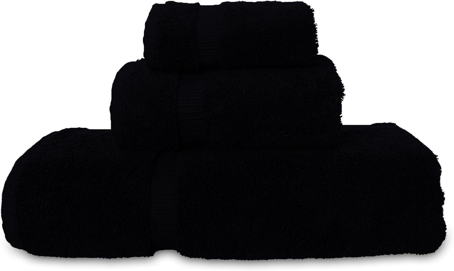 Monogrammed Towel Set, Personalized Gift, Set of 3- Black Block Letter Embroidered Towel - Extra Absorbent 100% Turkish Cotton - Soft Terry Finish - Initial M White