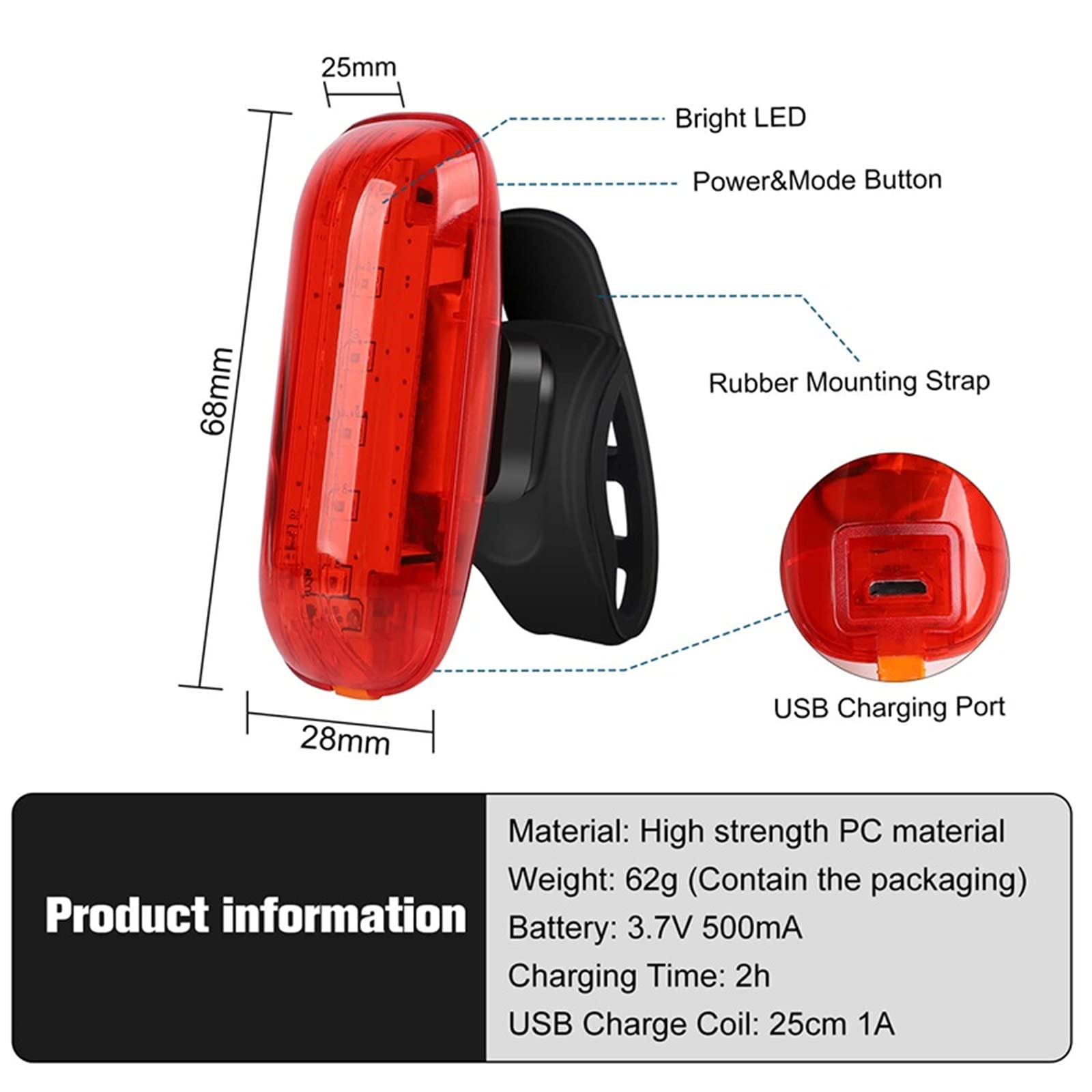 Smart Brake Sensing Vélo Lumière Étanche LED Vélo Flash Feu Arrière USB Charge VTT Route Vélo Lampe Vélo Feu Arrière