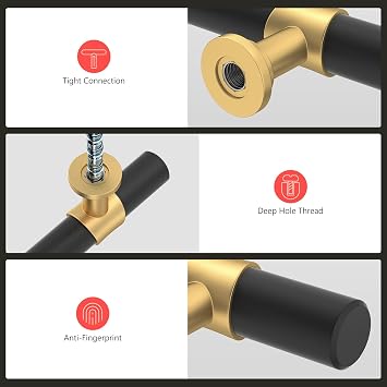 homdiy 10 Pack 3 Inch Hole Center Black and Gold Cabinet Handles