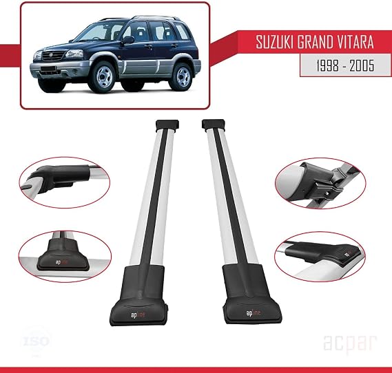 Suzuki Grand Vitara 1998-2005 Arası ile uyumlu FLY Model Ara Atkı Tavan Barı GRİ