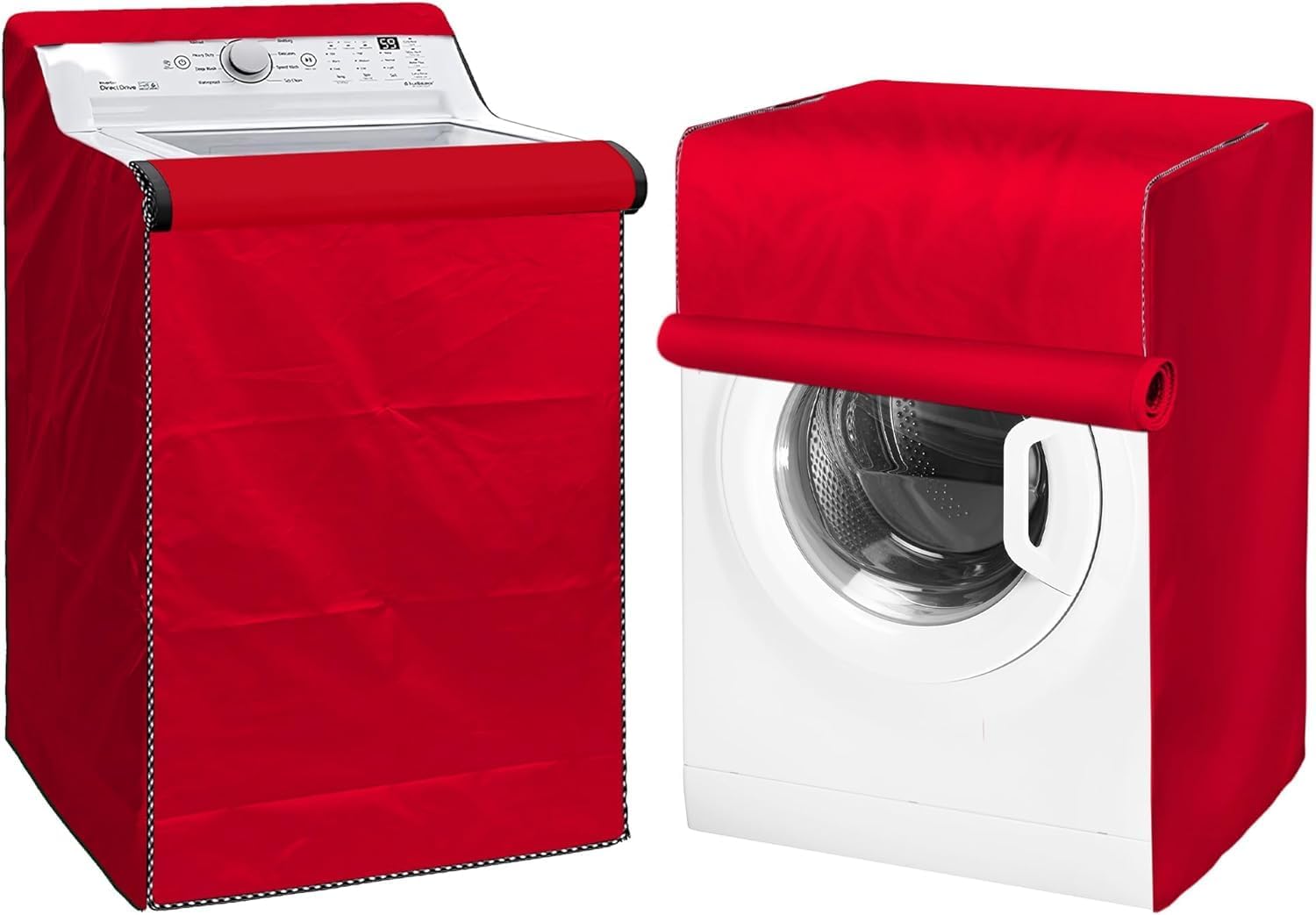 Washer and Dryer Covers, Washing Machine Cover, Drier Protector, 29"x27"x43", Set of 2, Red, Polyester, Waterproof, Dustproof, for Top Load & Front Loader Laundry, Outside Protection | Houseables
