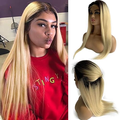 Miniatura 7 de 24 pulgadas de largo, peluca de encaje frontal, rubio miel, cabello humano real, liso, 150 % de densidad, cabello brasileño virgen, pelucas de