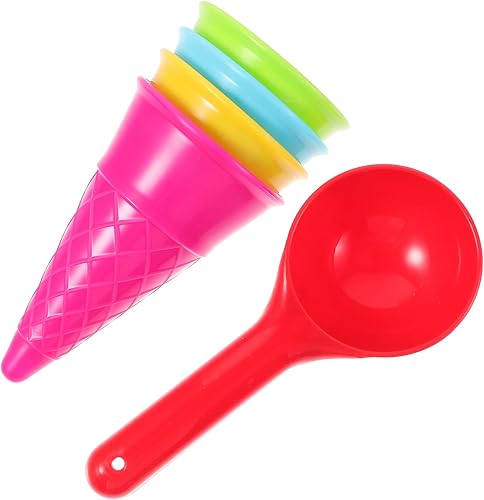 Miniatura 5 de Toyvian Juguetes de playa para niños, cono de helado, modelo de cucharada, juguetes para jugar al aire libre, 5 piezas (color al azar)
