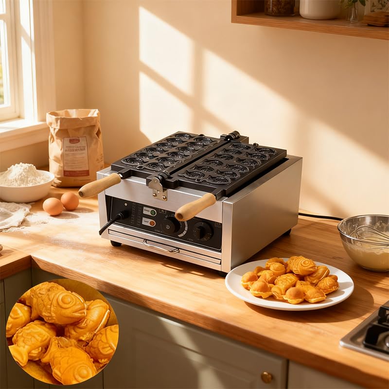 Macchina per waffle per forme creative, design in acciaio inossidabile, rivestimento antiaderente, facile da pulire, per cucina domestica e panetteria, perfetta per fare cialde di pesce e scarpe