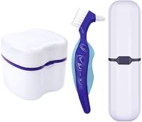 Vista 8 de Kit de limpieza de prótesis, estuche de dentadura, tazas de dentadura postiza, cepillo de dientes con dentadura dura, contenedor de dentaduras
