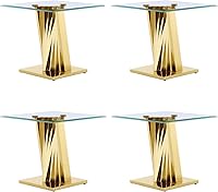 Vista 1 de Juego de 4 mesas auxiliares modernas para sala de estar, mesa auxiliar de cristal transparente con base de acero inoxidable pulido, mesa auxiliar