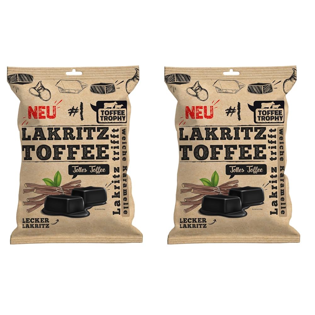 Toffee Trophy Lakritz Toffee einzeln verpackte weiche Toffees 200g (Packung mit 2)