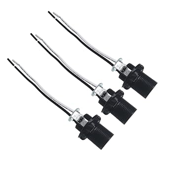 E12 Lamp Holder-Candelabra Base Lamp Holder-Light Socket,Candelabra Base E12 Phenolic Socket with 6" Leads 3, External Threads, with Ring and Hickey