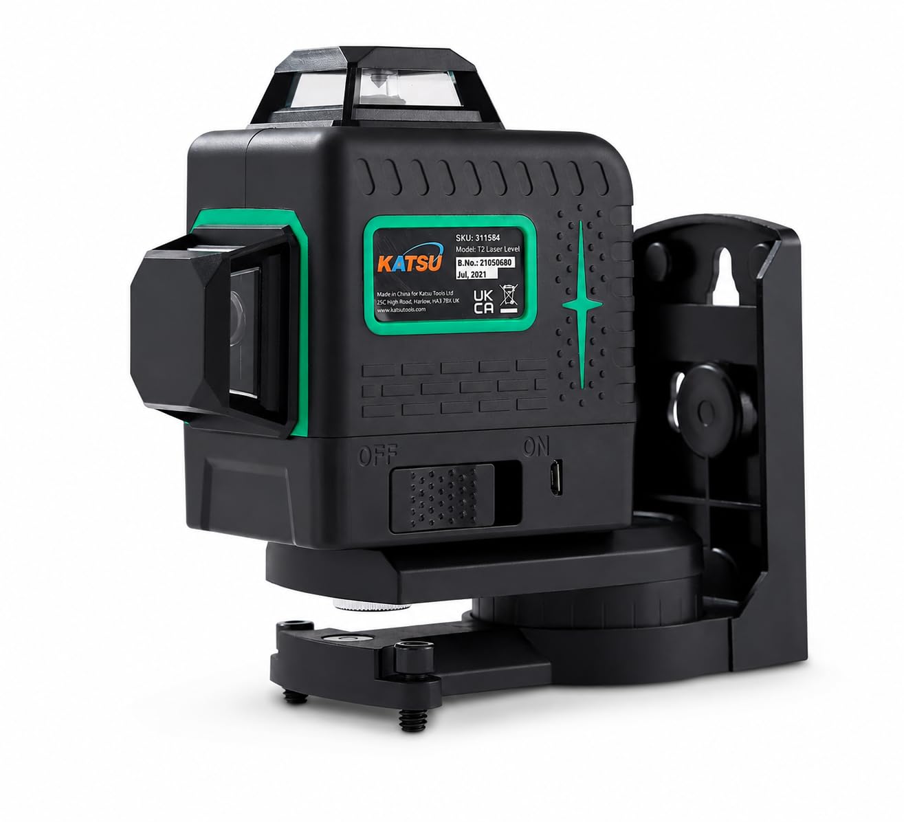 KATSU Niveau Laser 3D 12 Lignes, 3x360 Degrés Ligne Croix Verte Horizontale Verticale Auto-nivelant Carrelage de Sol Outil Laser avec Mode Impulsion pour Intérieur et Extérieur, 2X Piles Incluses