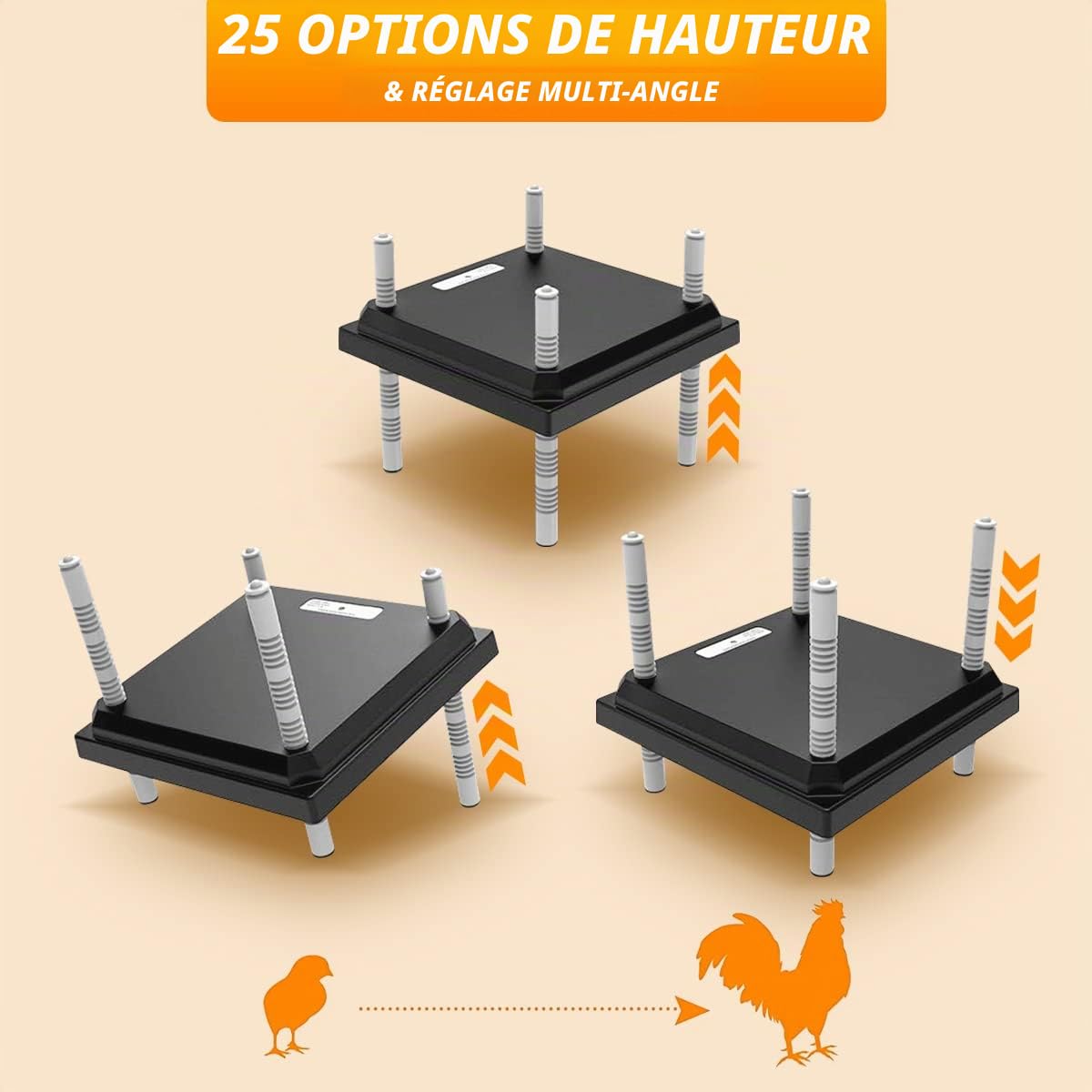 Plaque Chauffante pour Poussins, Lampe Chauffante pour Poussins avec Hauteur et Angle Réglables, Plaque Chauffante pour l'élevage de 15-20 Poussins, pour l'Élevage de Poussins, 25x25 cm