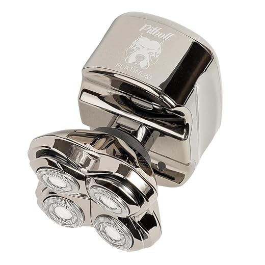 Skull Shaver Pitbull Platinum PRO Electric Razor - Wet/Dry 4 Head 4d Cordless USB Rechargeable Rotary Shaver