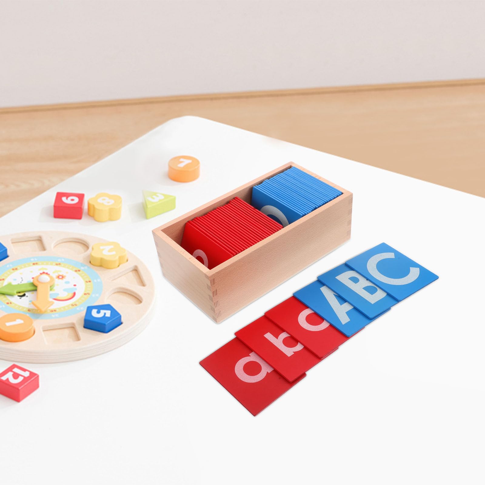 Strumenti Didattici Montessori in Legno con Alfabeto Rosso e Blu, Gioco Educativo Versatile per Ragazzo Ragazza in Asilo e Apprendimento Domestico