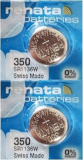 Renata 350 SR1136W Batteries - 1.55V Silver Oxide 350 Watch Battery (2 Count)