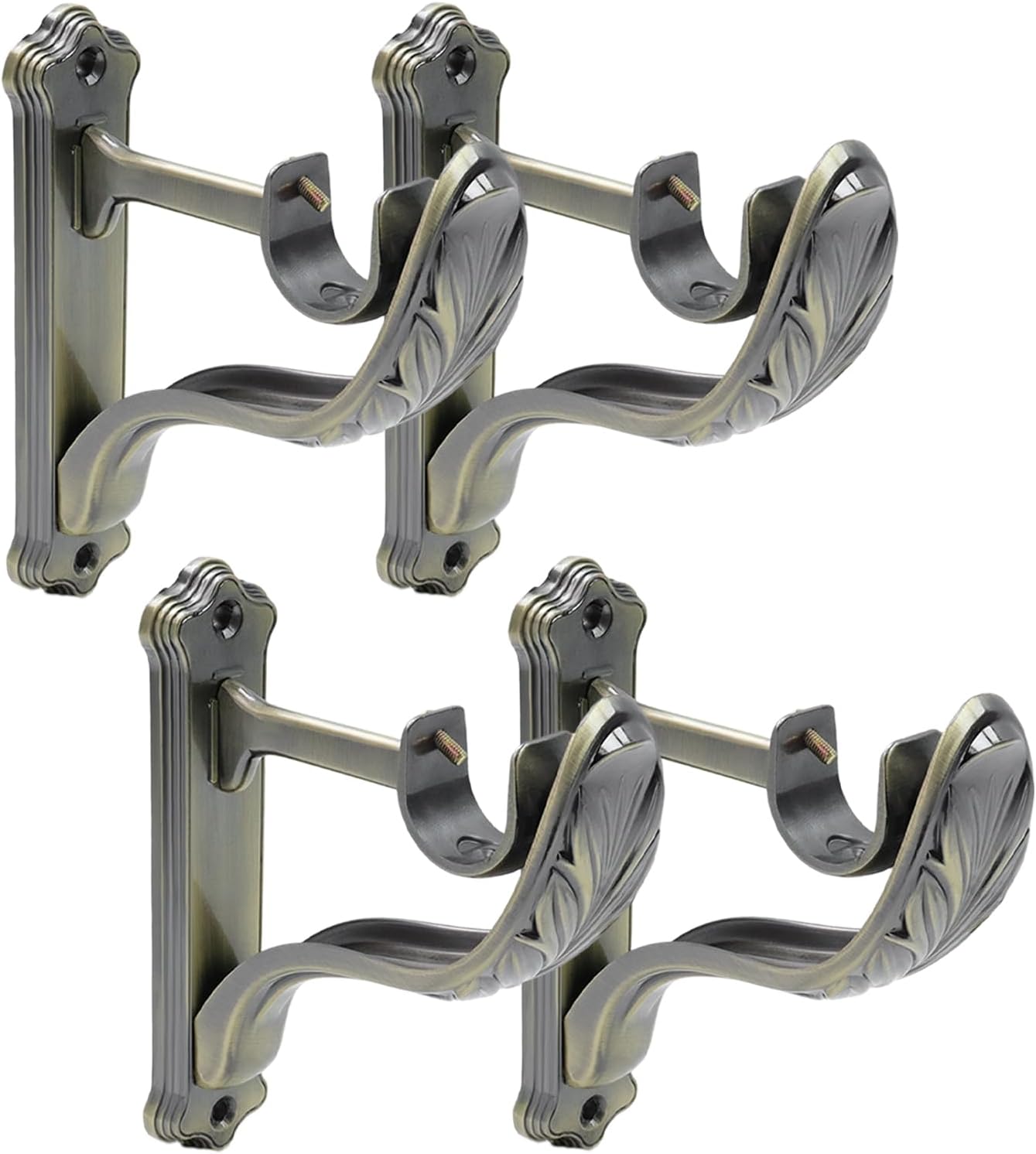 KUMGROT 6.5 Inch Antique Bronze Curtain Rod Holder, Aluminum Alloy Ceiling Curtain Top, Ajustable Curtain Rods Ideal For Wall-Mounted Installation To Support Various Curtain Rods, 4 Pcs
