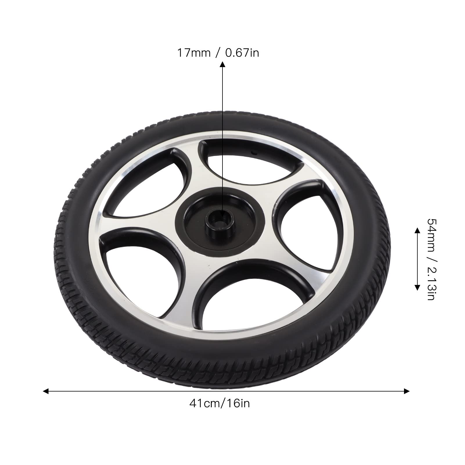 Rueda para silla de ruedas Rueda para andador de bajo ruido de PU de 16 pulgadas Pieza de repuesto para carrito con andador Buje de acero de aleación resistente Neumático