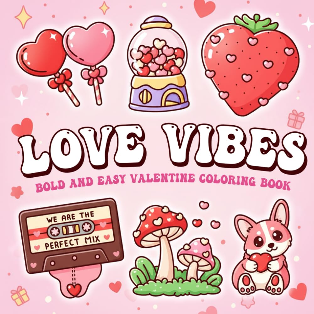 Love Vibes Coloring Book: Cute and Cozy Coloring Pages for Adults & Teens with Easy and Bold Hygge-Inspired Designs