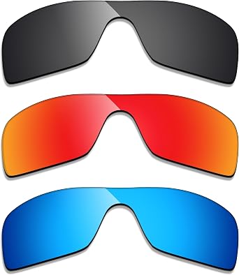 Alphax 3 Pair Polarized Replacement Lenses for Oakley Turbine Rotor OO9307 Sunglasses- Black+Blue+Red