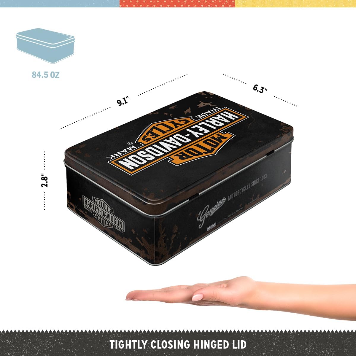 Nostalgic-Art 30703 - Harley-Davidson Genuine, Storage Tin Box Flat
