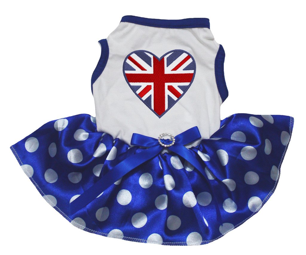 Vêtement pour chien bleu à pois avec jupe tutu en coton léger