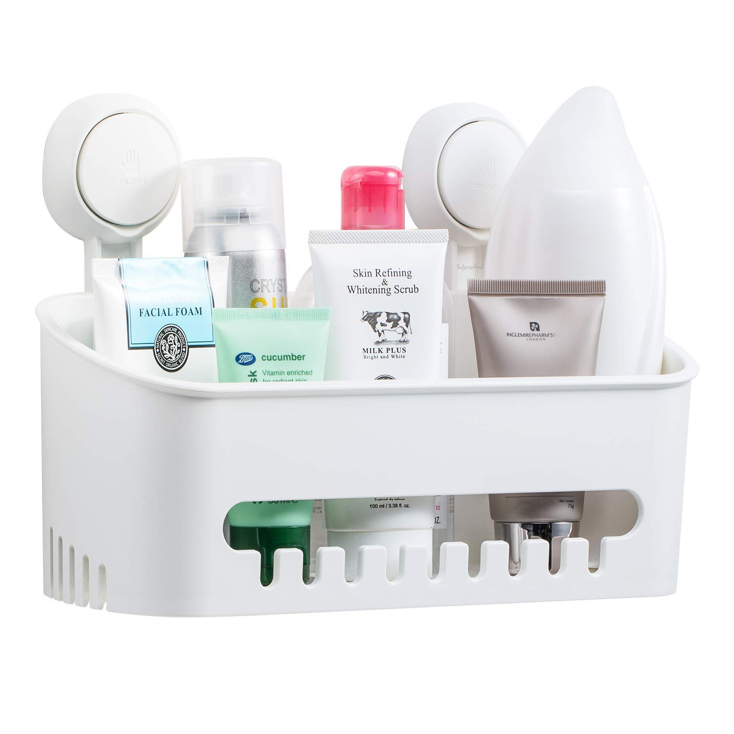 Elktry Shower Caddy Basket Powerful Vacuum Suction Cup Baskets for Shampoo Plastic Bath Wall Shelf Bath Organizer Basket