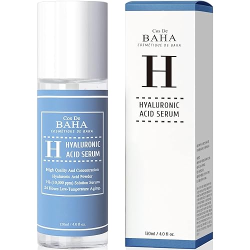 Cos De BAHA Suero hialurónico de 4 onzas líquidas, hialuronato de sodio puro, 10,000 ppm, suero facial hidratante para piel seca y deshidratada