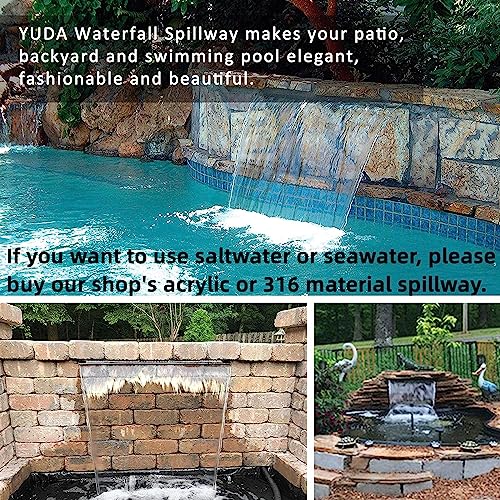 YUDA 24 Inch Water Pool Fountain, 304 Stainless Steel Pool Waterfall with Wider Water Flow Platform, Professional Waterfall Spillway for Sheer Descent Garden Outdoor by YUDA - Image 5