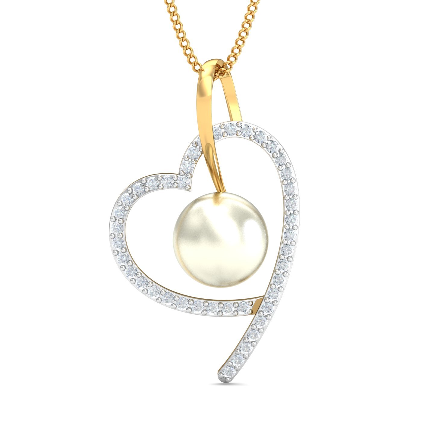 14KT Yellow Gold Onie Pearly Heart Pendant for Women-image-35