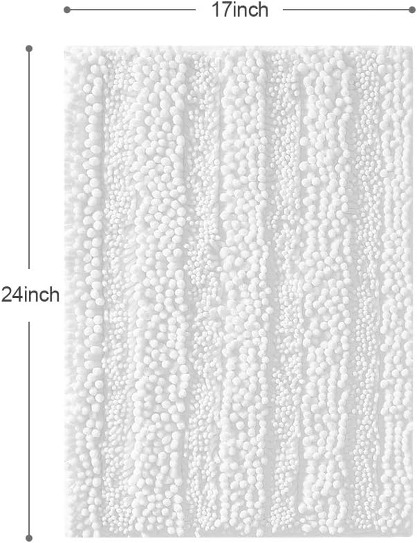 Christmas Clearance Chenille Non Slip Soft Microfibers Bathroom Rugs, Extra Soft and Absorbent Shaggy Plush Carpet Mats(17"x24", Striped,White)