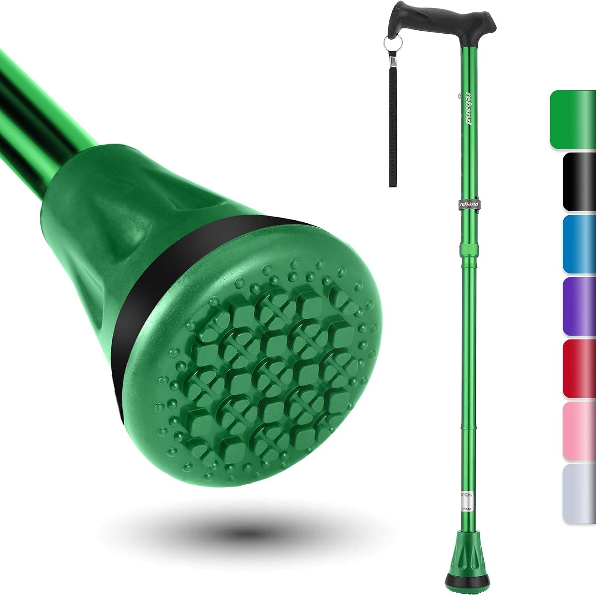Bastón para caminar REHAND – Bastones plegables, ajustables y plegables para hombres y mujeres, punta resistente para todo terreno, con bolsa de viaje | Bastones para personas mayores y adultos