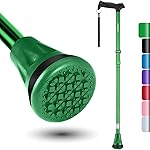 REHAND Walking Cane - Foldable, Adjustable, Collapsible Walking Canes for Men & Women, Heavy Duty All Terrain Tip, with Travel Bag | Walking Sticks for Seniors & Adults (Green)