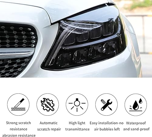 Miniatura 7 de Película autoadhesiva de 11.88 x 48 pulgadas, luz de freno, luz trasera, luz antiniebla, película protectora de vinilo para automóvil, cubierta de