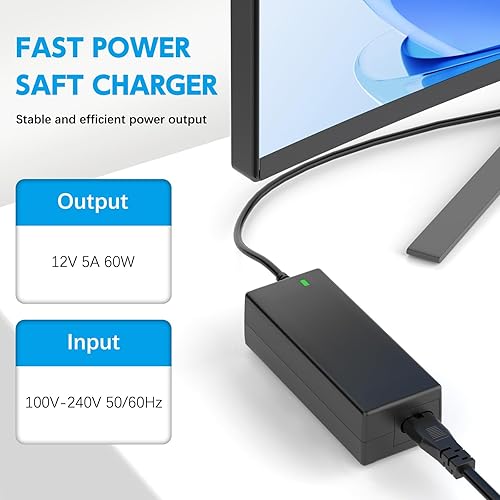 Miniatura 2 de Cable de alimentación de 12 V compatible con monitor Dell de 22 pulgadas, 23 pulgadas, 24 pulgadas, 27 pulgadas, S2316H, S2316M, S2340L, S2340M,