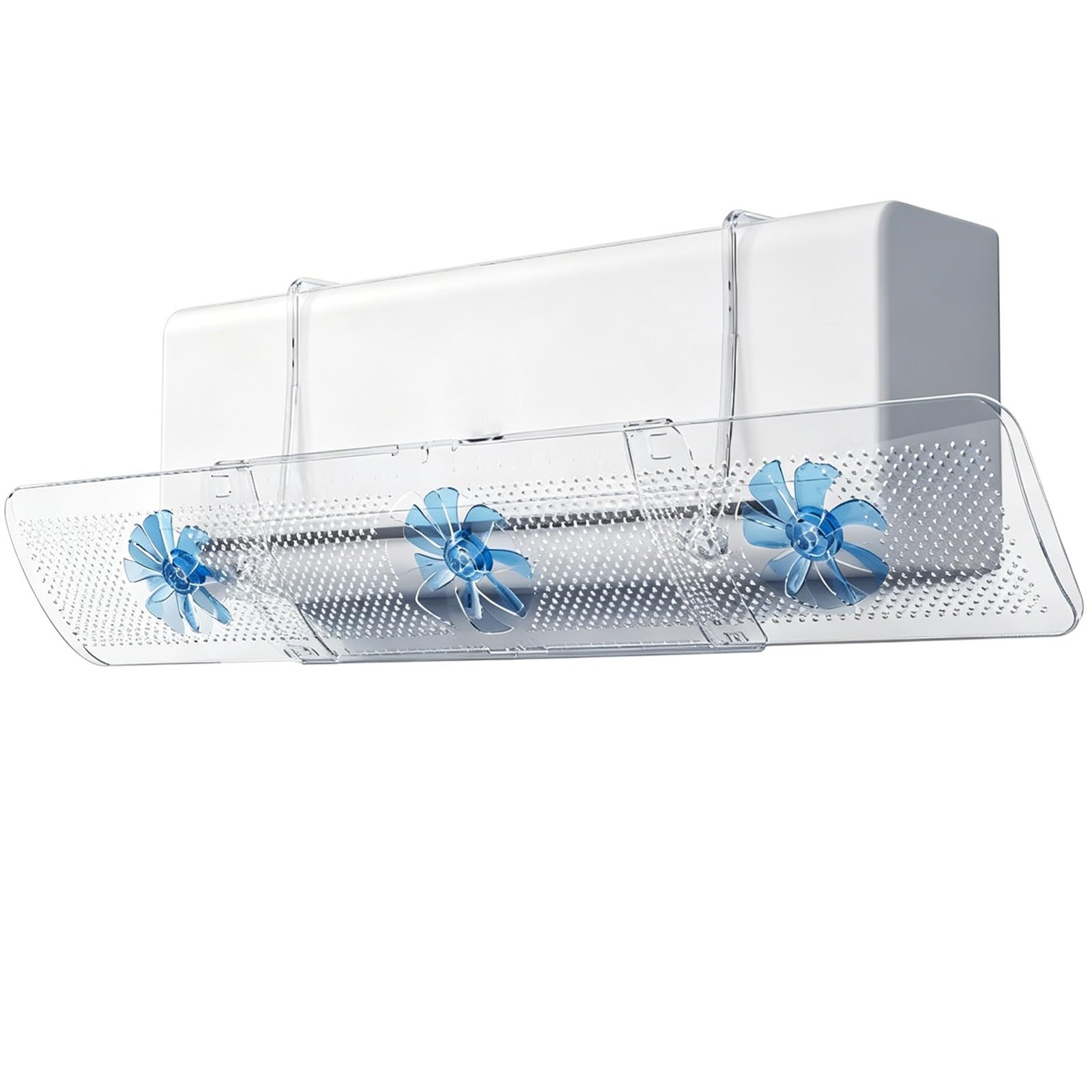 Deflettore Climatizzatore con 3 Ventole, Barriera Condizionatore Regolabile 52-86cm, Rotazione 180°, Anti Getto Diretto