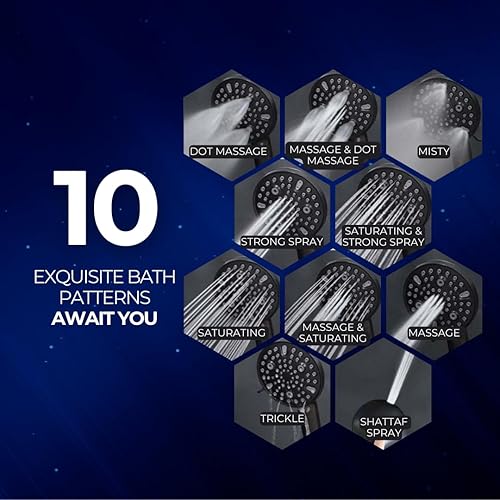 Miniatura 3 de Filtered Shower Head 10 Functions with Handheld, High Pressure Luxury Matte Black Showerhead with Filters, Better Skin and Hair, Water Softener
