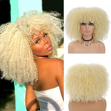 YOO Afro Kinky Curly Wig For Black Women Glueless HighTemperature Synthety Full Hair Wigs 613
