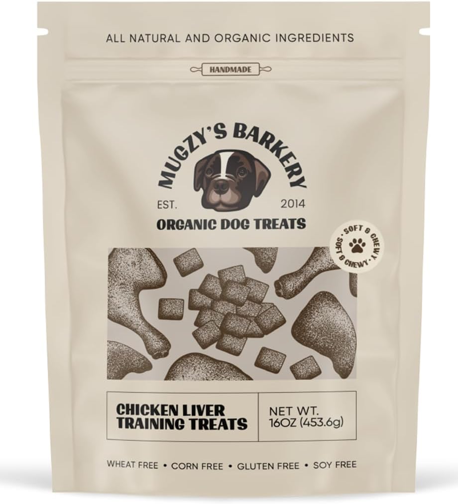 Mugzy's Barkery Chicken Liver Training Treats, Soft and Chewy, Real Chicken, Chicken Liver & Chicken Liver Broth, Wheat, Corn, Soy, & Gluten Free, Handmade in The USA (16 Ounces)