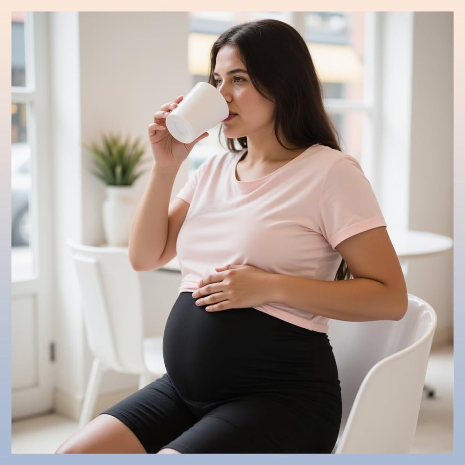 Happy.angel Maternity Biker Shorts with Pockets, Over The Belly Pregnancy Yoga Shorts for Workout Running Lounge - Image 6