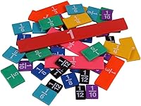 Vista 7 de hand2mind Azulejos de fracción de arco iris de plástico, materiales matemáticos Montessori, manipuladores de fracciones, fracción de unidad, barras