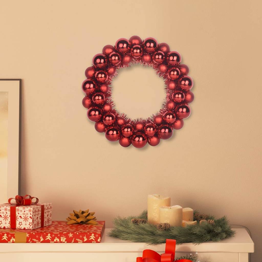 Couronnes de boules de Noël rouges intérieur extérieur 33cm suspendre lot de 2