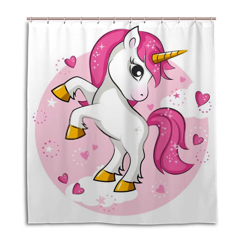 Rideau de douche anti éclaboussures CHEHONG motif licorne en tissu polyester