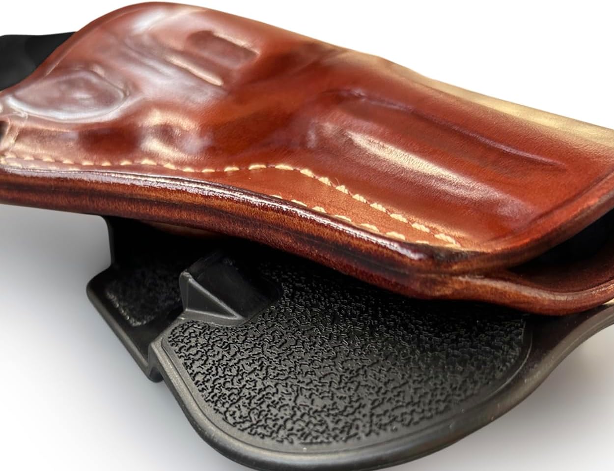 Premium Leather OWB Paddle Holster Open Top Fits SP-101 .357 Magnum 3" Barrel, Right Hand Draw, Brown Color #1034#