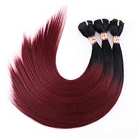 Vista 6 de 3 Paquetes de Extensiones de Tejido de Cabello Sintético Liso y Sedoso, Color Rubio 16 18 20 Pulgadas (613#)