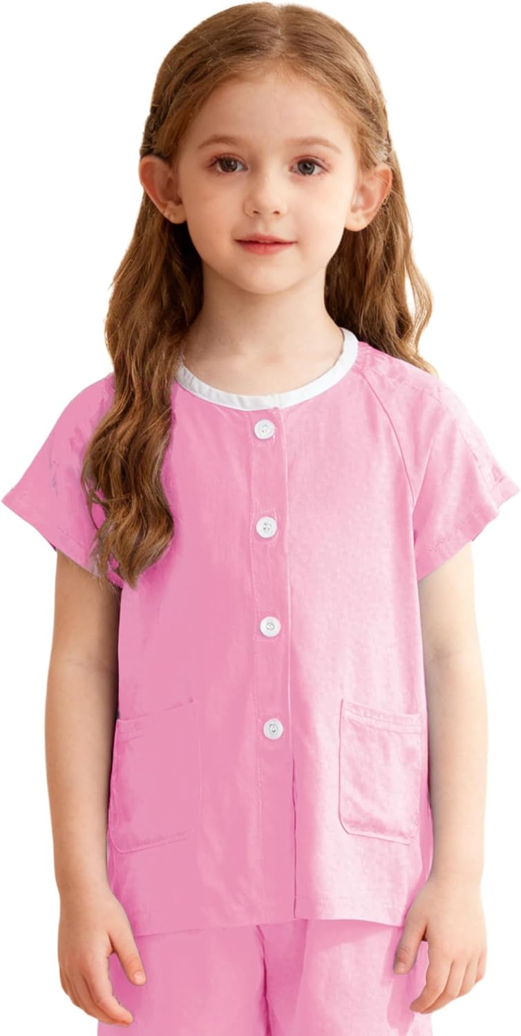 Kids Boys Girls Full Open Fracture Clothes Post Surgery Shirts Special Needs Tear Away Tops with Pockets