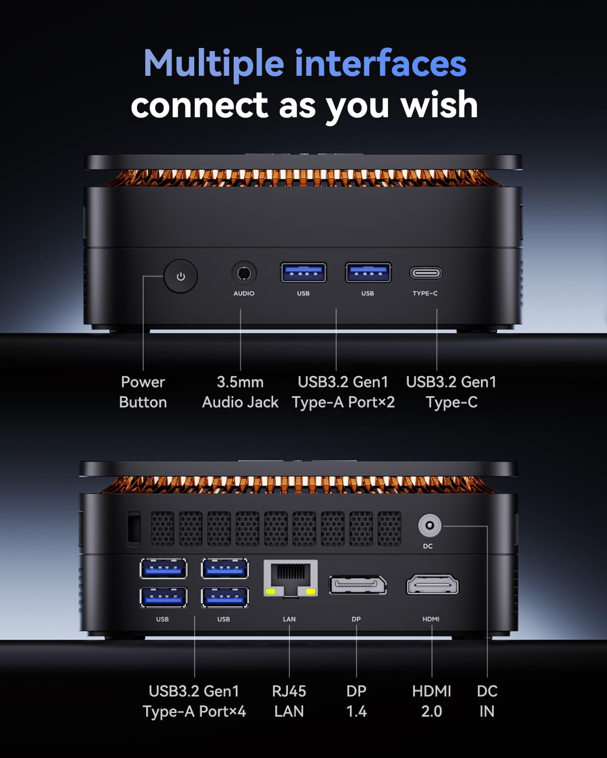 NiPoGi Pinova P1 Mini PC W-11 Pro AΜD Ryzen Embedded R2544 (4C/8T, bis 3,7 GHz, Schneller als i3-10110U/R2514/3500U) 16GB DDR4 256GB SSD 4K Triple Display/Wi-Fi 5/BT 4.2/RJ45 Büro Bildung Multimedia