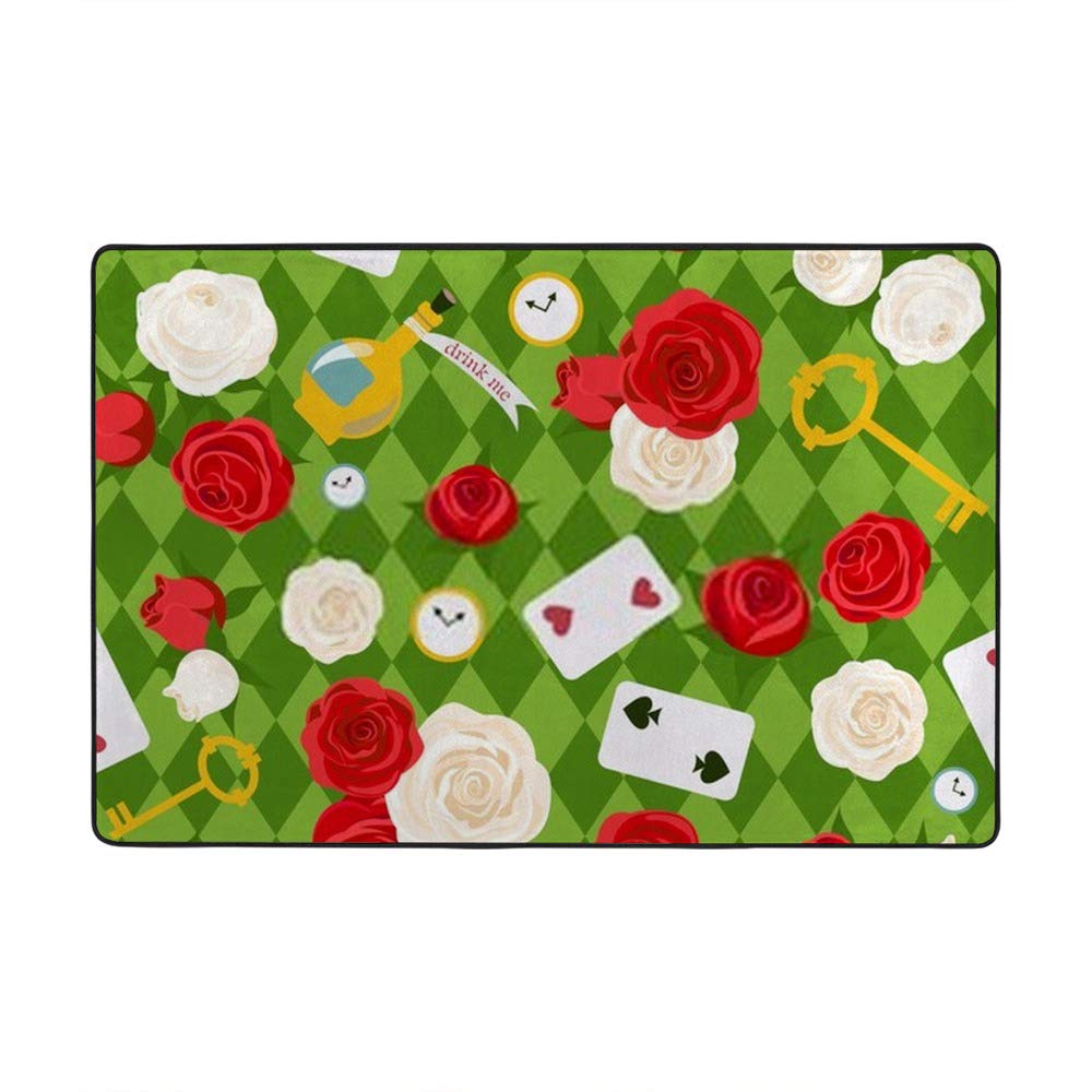Grand tapis Alice au pays des merveilles vert pour décorer un salon ou une chambre d'enfant