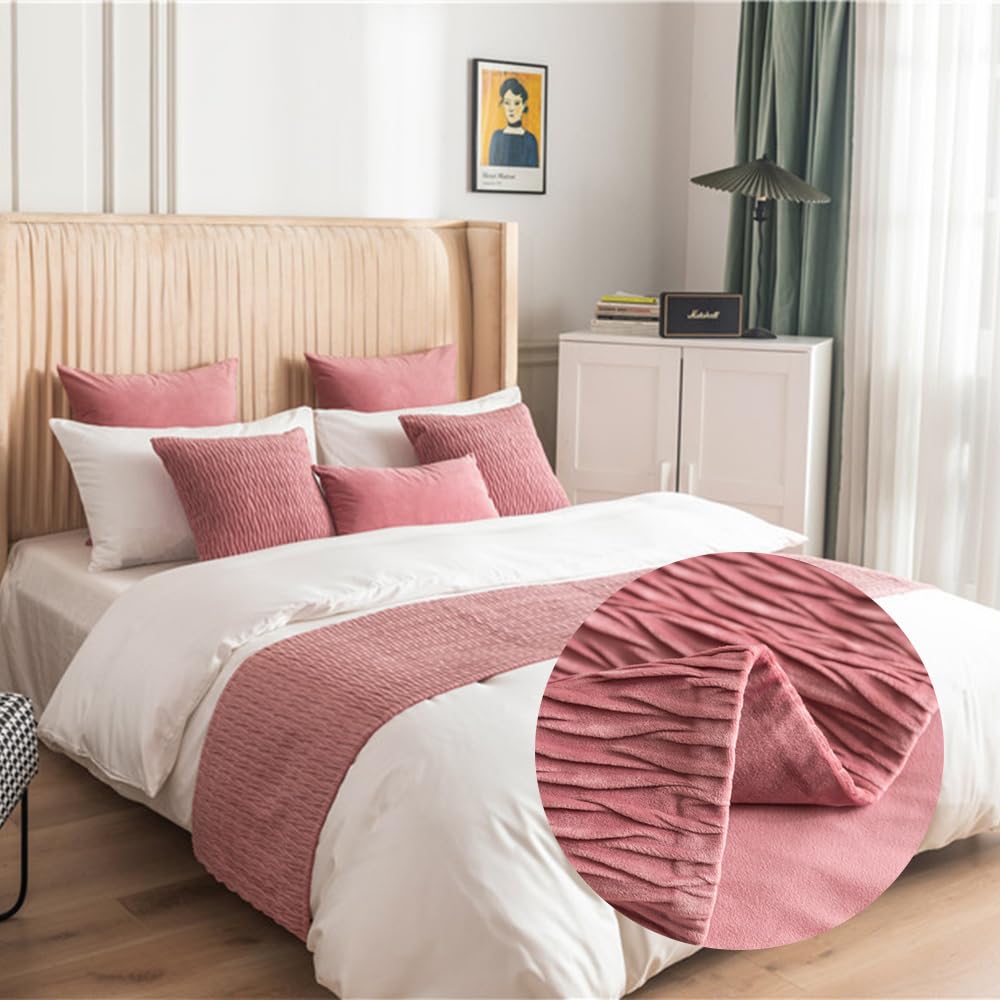 TYSGFA Bed Runners and Matching Cushion Cover, Reversible Bed Runners Scarves Hotel Bedding Bed Towel Bedroom Bedspread Protection Home Decoration